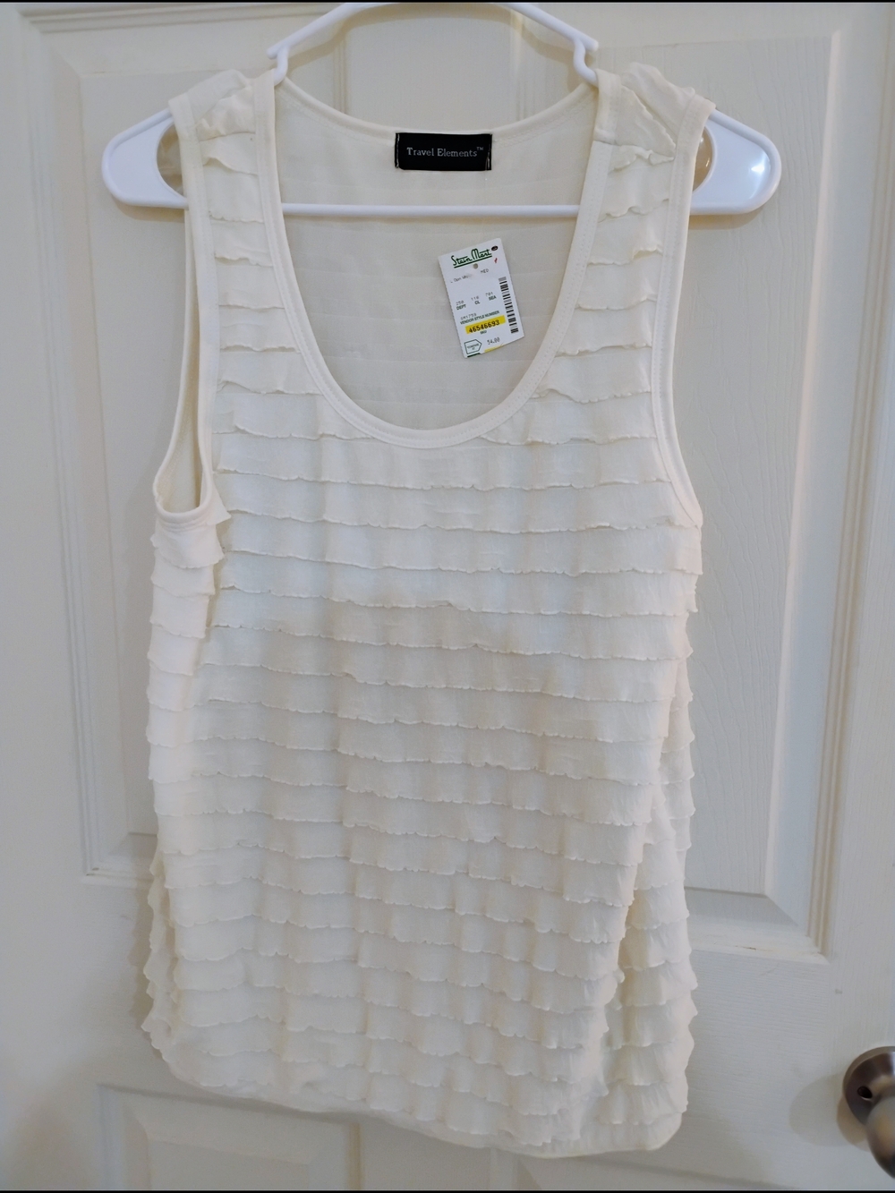 Travel Elements Cream Ruffle-Front Sleeveless Tank